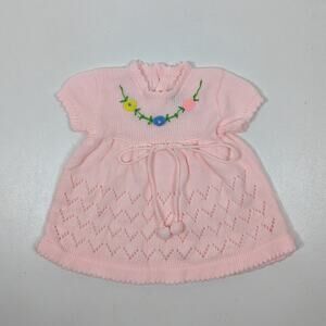 Vintage Soft Spun Dress Baby Girls Size 3-6m Pink Knit Sweater